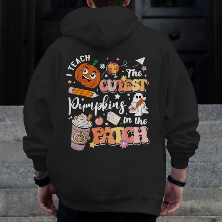 I Teach The Cutest Pumpkins In The Patch Halloween Teacher Men Zip Up Hoodie Back Print, funny design I Teach The Cutest Pumpkins In The Patch Halloween Teacher Men Zip Up Hoodie Back Print, funny design