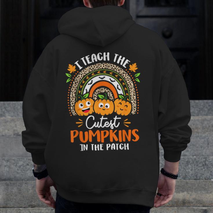 I Teach The Cutest Pumpkins In The Patch Teacher Halloween Men Zip Up Hoodie Back Print, funny design I Teach The Cutest Pumpkins In The Patch Teacher Halloween Men Zip Up Hoodie Back Print, funny design