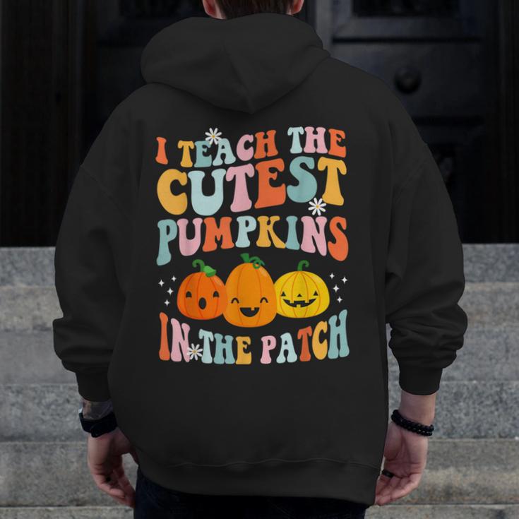 I Teach The Cutest Pumpkins In The Patch Teacher Men Zip Up Hoodie Back Print, funny design I Teach The Cutest Pumpkins In The Patch Teacher Men Zip Up Hoodie Back Print, funny design