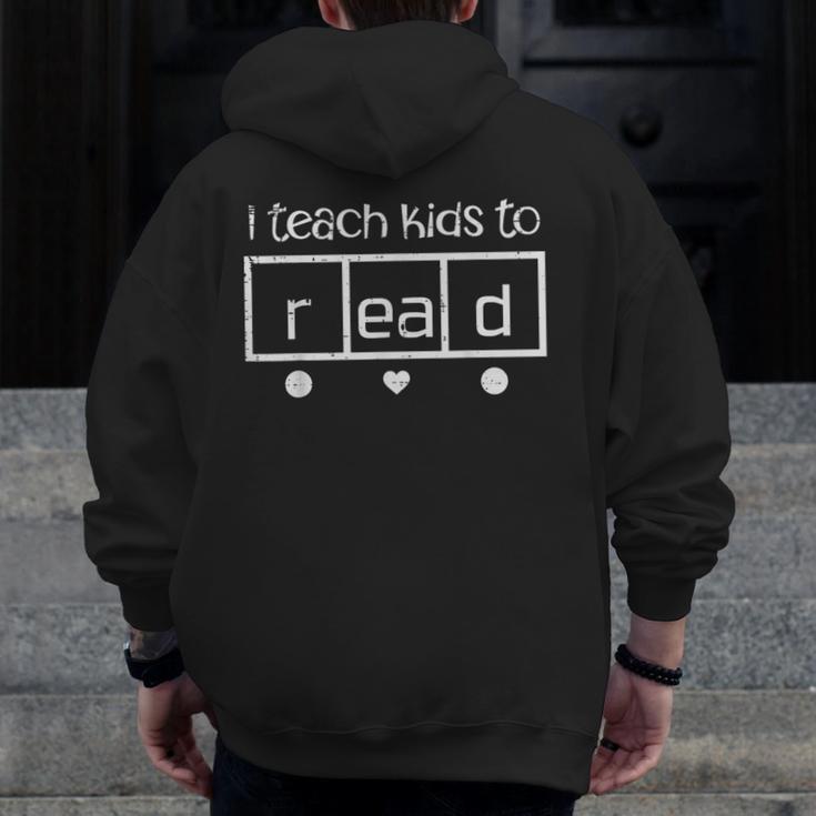 I Teach Kids To Read Teacher Science Of Reading Women Men Men Zip Up Hoodie Back Print, Science Teacher Gifts, funny design