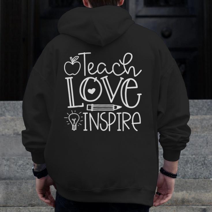 Teach Love Inspire Retro Teacher Kids Back To School Men Zip Up Hoodie Back Print, funny design Teach Love Inspire Retro Teacher Kids Back To School Men Zip Up Hoodie Back Print, funny design