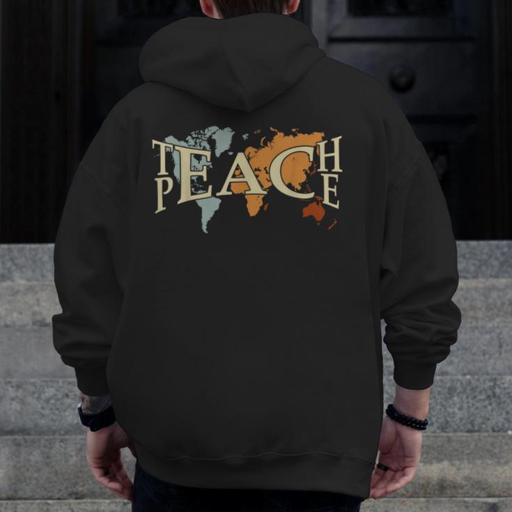 Teach Peace Teacher Teacher Men Zip Up Hoodie Back Print, funny design