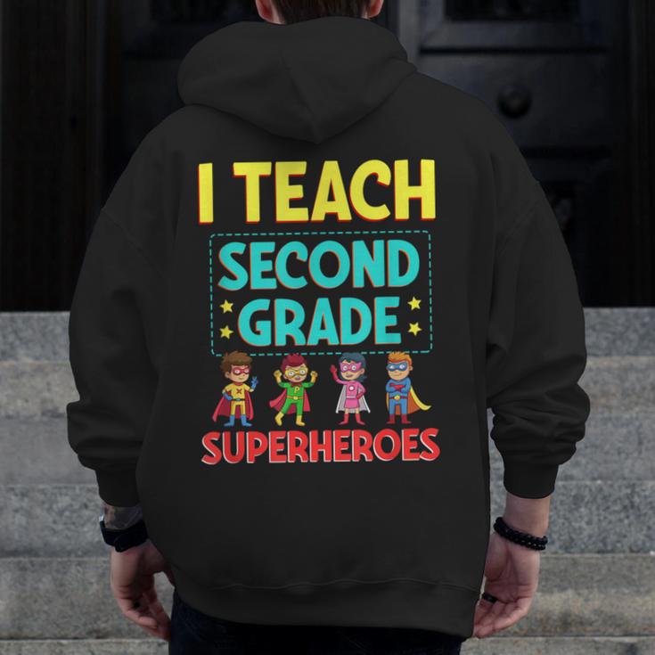I Teach Second Grade Superheroes Teacher Superhero Men Zip Up Hoodie Back Print, funny design I Teach Second Grade Superheroes Teacher Superhero Men Zip Up Hoodie Back Print, funny design