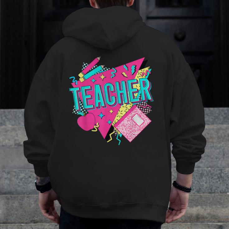 Teacher 90s Retro Colorful Teacher Of The 90s Back To School Men Zip Up Hoodie Back Print, 90s Teacher Gifts, funny design Teacher 90s Retro Colorful Teacher Of The 90s Back To School Men Zip Up Hoodie Back Print, 90s Teacher Gifts, funny design