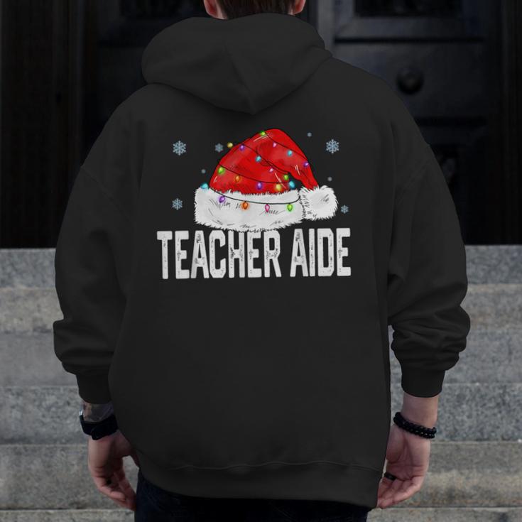 Teacher Aide Christmas Women Family Matching Group Xmas Men Zip Up Hoodie Back Print, funny design