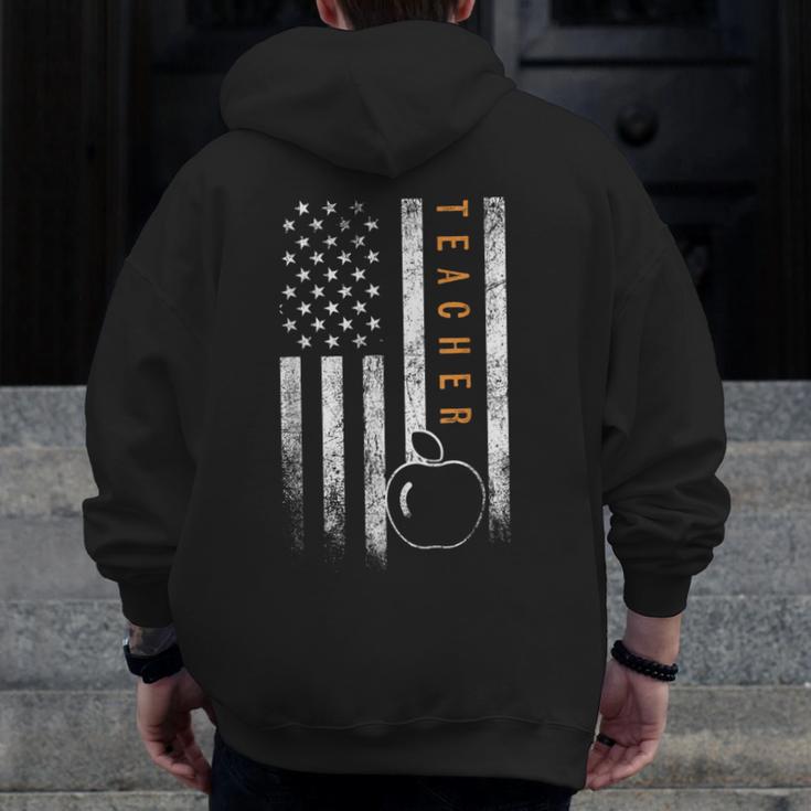 Teacher American Flag Teacher's Day Teaching Men Zip Up Hoodie Back Print, funny design Teacher American Flag Teacher's Day Teaching Men Zip Up Hoodie Back Print, funny design