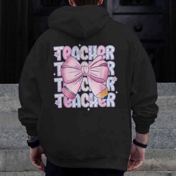 Teacher Bow Pencil Flowers Teacher Back To School Men Zip Up Hoodie Back Print, funny design Teacher Bow Pencil Flowers Teacher Back To School Men Zip Up Hoodie Back Print, funny design