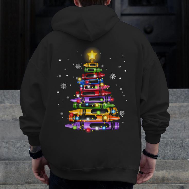Teacher Crayon Christmas Tree Lights Student School Xmas Men Zip Up Hoodie Back Print, funny design Teacher Crayon Christmas Tree Lights Student School Xmas Men Zip Up Hoodie Back Print, funny design