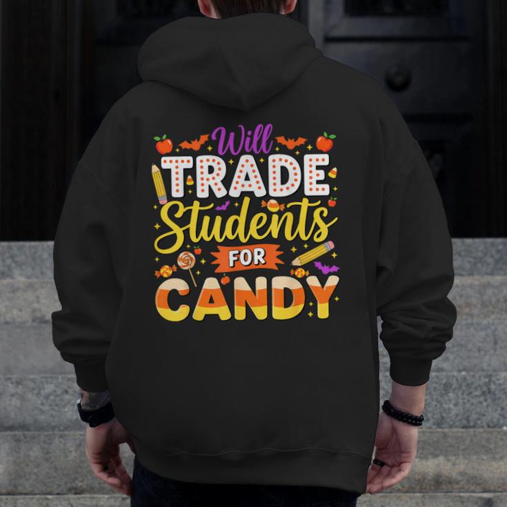 Teacher Cute Will Trade Students For Candy Halloween Costume Men Zip Up Hoodie Back Print, funny design Teacher Cute Will Trade Students For Candy Halloween Costume Men Zip Up Hoodie Back Print, funny design