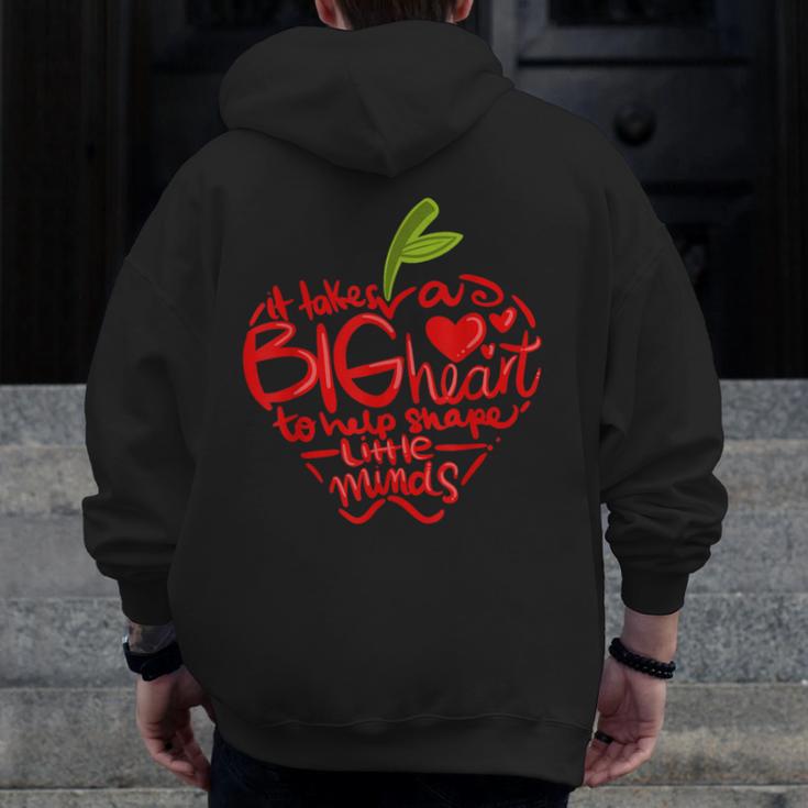Teacher Day T Shirt Appreciation Day Apple Teach Learn Men Zip Up Hoodie Back Print, funny design