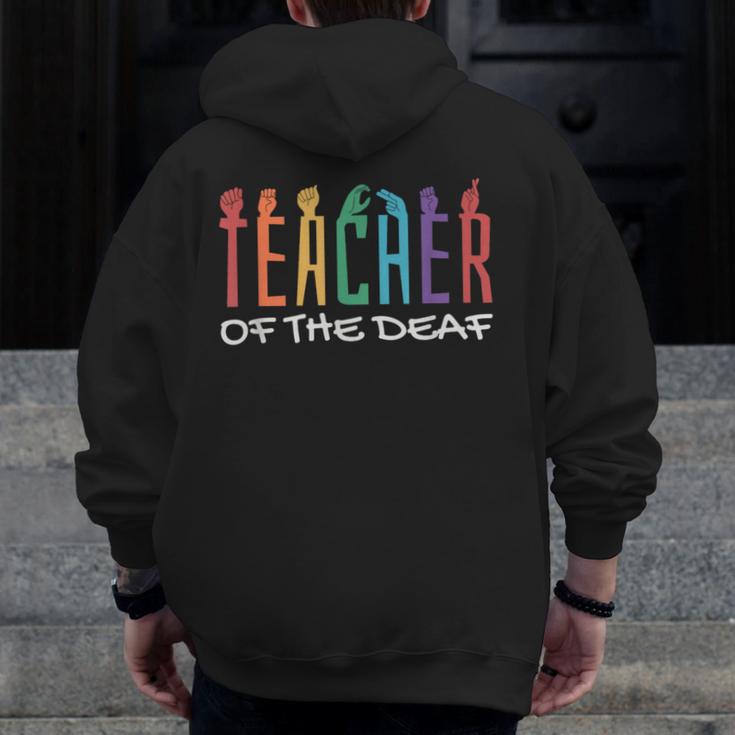 Teacher Of The Deaf ASL Teacher & Deaf Awareness Men Zip Up Hoodie Back Print, funny design Teacher Of The Deaf ASL Teacher & Deaf Awareness Men Zip Up Hoodie Back Print, funny design
