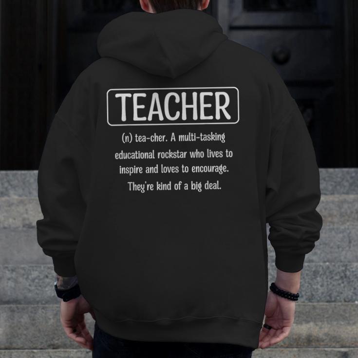 Teacher Definition Teacher Men Zip Up Hoodie Back Print, funny design