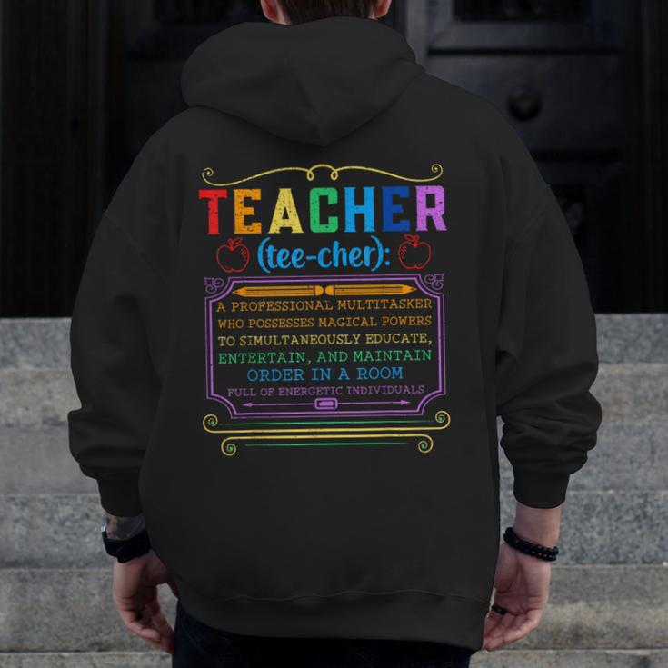 Teacher Definition Teaching School Teacher Men Zip Up Hoodie Back Print, funny design Teacher Definition Teaching School Teacher Men Zip Up Hoodie Back Print, funny design