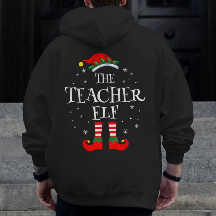 The Teacher Elf Christmas Family Matching Group Xmas Men Zip Up Hoodie Back Print, funny design The Teacher Elf Christmas Family Matching Group Xmas Men Zip Up Hoodie Back Print, funny design