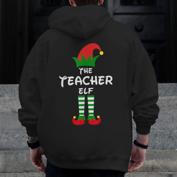 The Teacher Elf Family Matching Group Idea Christmas Men Zip Up Hoodie Back Print, funny design The Teacher Elf Family Matching Group Idea Christmas Men Zip Up Hoodie Back Print, funny design