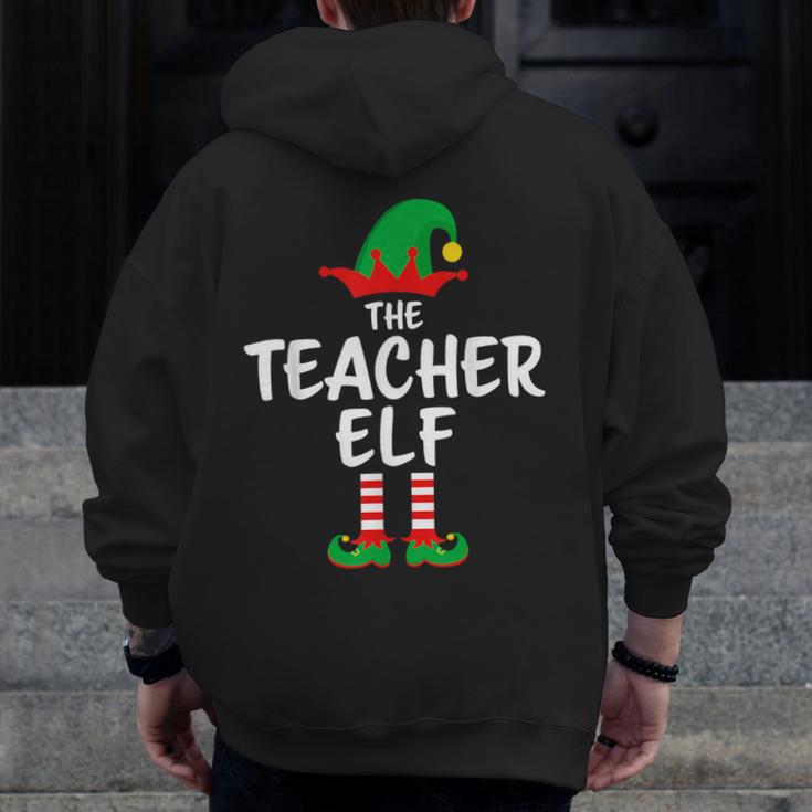 The Teacher Elf Matching Family Christmas Men Zip Up Hoodie Back Print, funny design The Teacher Elf Matching Family Christmas Men Zip Up Hoodie Back Print, funny design