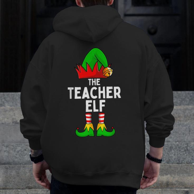 Teacher Elf Matching Family Christmas Women Men Men Zip Up Hoodie Back Print, funny design Teacher Elf Matching Family Christmas Women Men Men Zip Up Hoodie Back Print, funny design