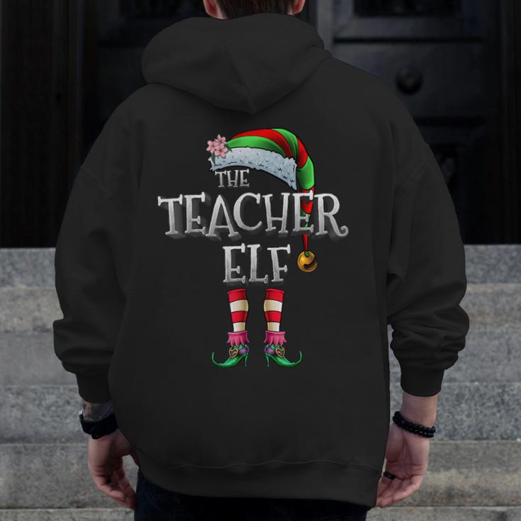 The Teacher Elf Shirt Matching Family Christmas Elf Men Women Kids Men Zip Up Hoodie Back Print, funny design The Teacher Elf Shirt Matching Family Christmas Elf Men Women Kids Men Zip Up Hoodie Back Print, funny design
