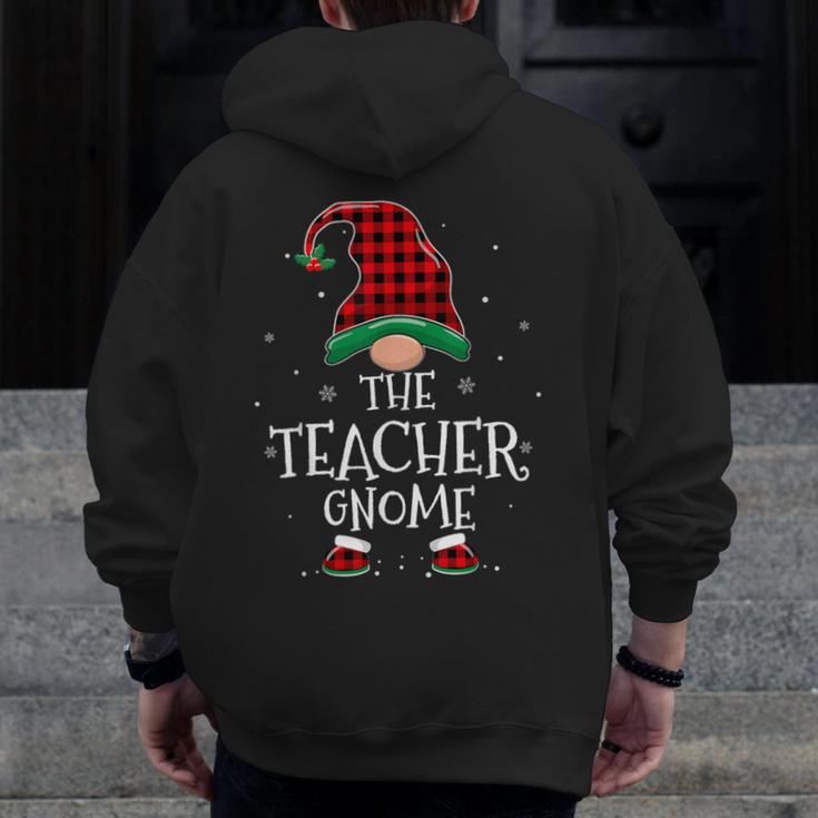 Teacher Gnome Xmas Family Matching Plaid Christmas Gnomes Men Zip Up Hoodie Back Print, funny design Teacher Gnome Xmas Family Matching Plaid Christmas Gnomes Men Zip Up Hoodie Back Print, funny design