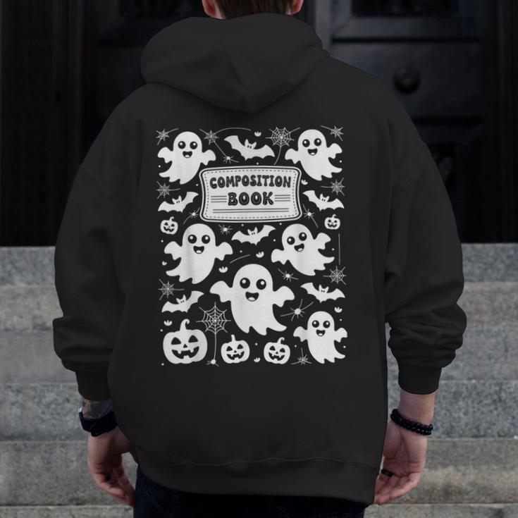 Teacher Halloween Composition Notebook Costume Halloween Men Zip Up Hoodie Back Print, funny design