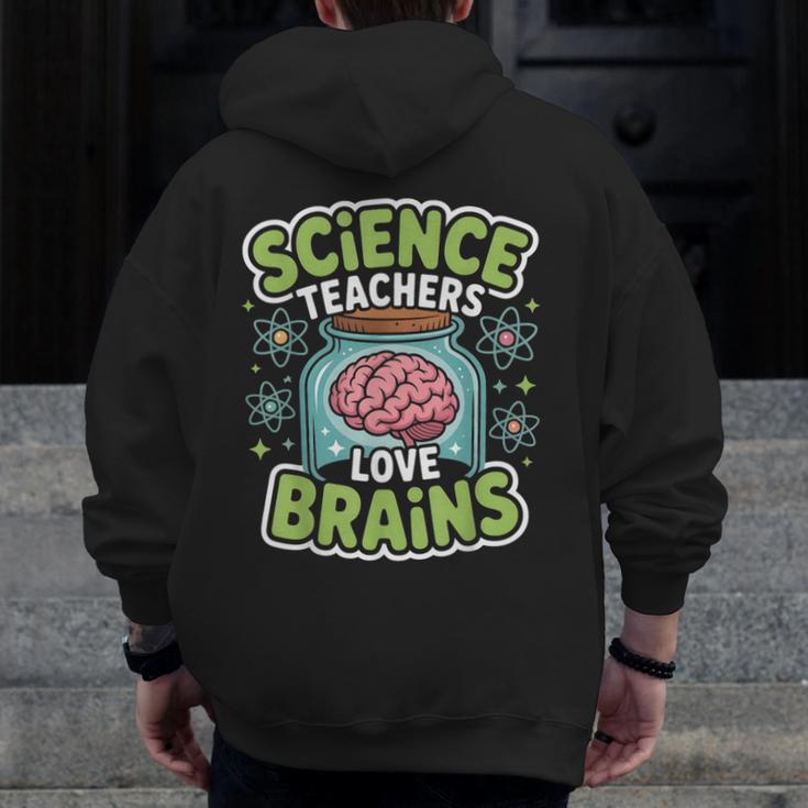 Teacher Halloween Costume Science Teachers Love Brains Men Zip Up Hoodie Back Print, Science Teacher Gifts, funny design
