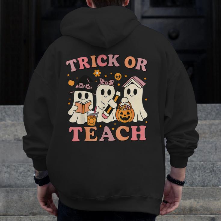 Teacher Halloween Trick Or Teach Cute Ghost Coffee Pumpkins Men Zip Up Hoodie Back Print, funny design Teacher Halloween Trick Or Teach Cute Ghost Coffee Pumpkins Men Zip Up Hoodie Back Print, funny design