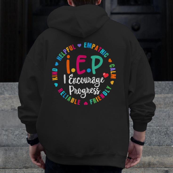 Teacher IEP IEP Encourage Progress Special Education Men Zip Up Hoodie Back Print, funny design