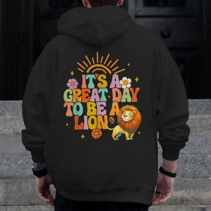 Teacher Life Back To School It's A Great A Day To Be A Lion Men Zip Up Hoodie Back Print, funny design Teacher Life Back To School It's A Great A Day To Be A Lion Men Zip Up Hoodie Back Print, funny design