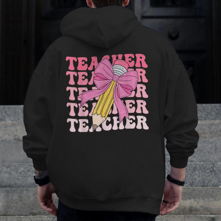 Teacher Pencil Back To School Groovy Pink Teacher First Day Men Zip Up Hoodie Back Print, Groovy Teacher Gifts, funny design Teacher Pencil Back To School Groovy Pink Teacher First Day Men Zip Up Hoodie Back Print, Groovy Teacher Gifts, funny design