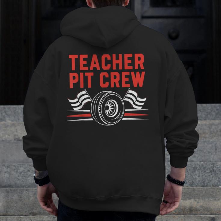 Teacher Pit Crew Race Car Driver Costume Men Women Kids Men Zip Up Hoodie Back Print, funny design