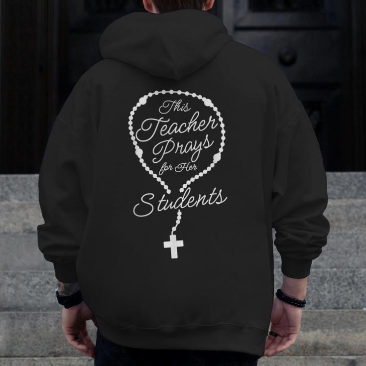 This Teacher Prays For Her Students Catholic Rosary Men Zip Up Hoodie Back Print, funny design This Teacher Prays For Her Students Catholic Rosary Men Zip Up Hoodie Back Print, funny design