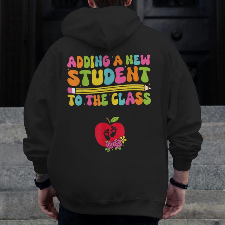 Teacher Pregnancy Announcement Clothing Expecting Teacher X-Small Men Zip Up Hoodie Back Print, funny design