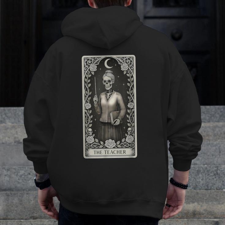 The Teacher Skeleton Tarot Card Men Zip Up Hoodie Back Print, funny design The Teacher Skeleton Tarot Card Men Zip Up Hoodie Back Print, funny design