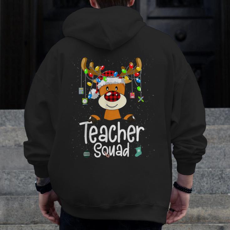 Teacher Squad Red Plaid Rudolph Reindeer Christmas Men Zip Up Hoodie Back Print, funny design Teacher Squad Red Plaid Rudolph Reindeer Christmas Men Zip Up Hoodie Back Print, funny design