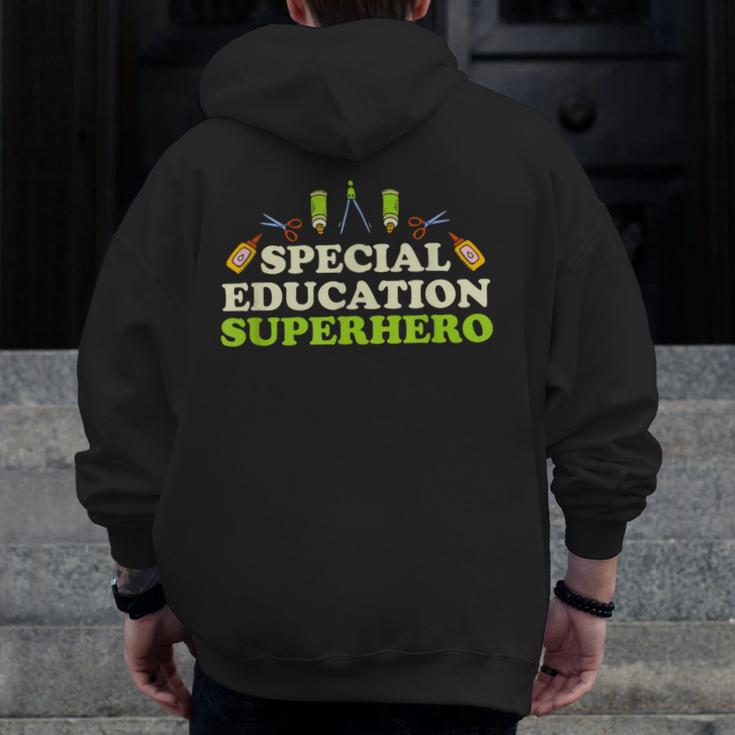Teacher Superhero Student Educator Special Education Men Zip Up Hoodie Back Print, funny design Teacher Superhero Student Educator Special Education Men Zip Up Hoodie Back Print, funny design