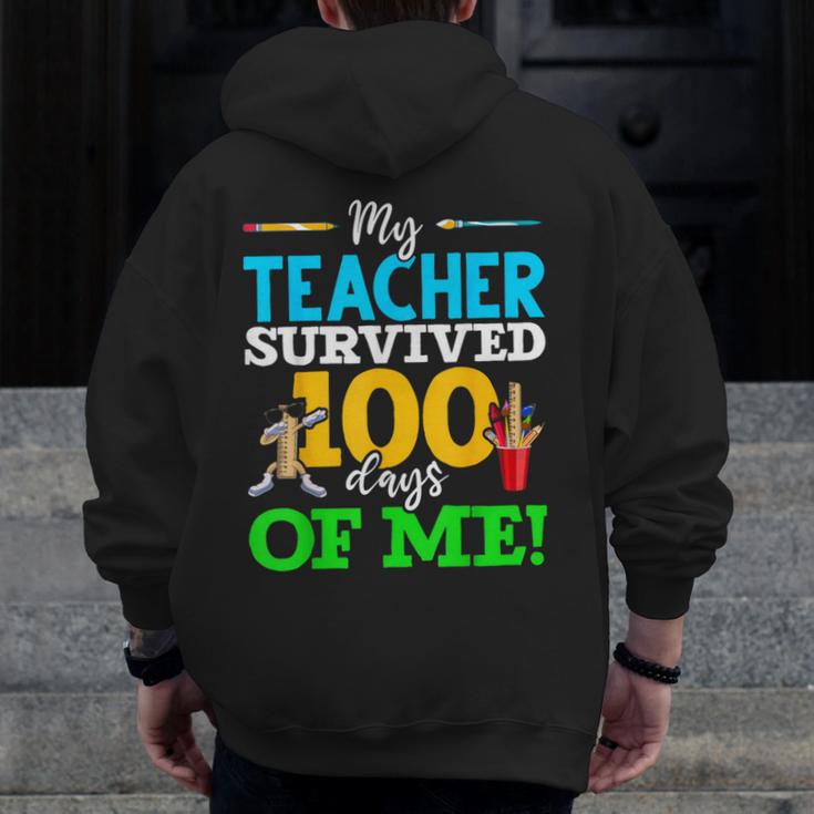 My Teacher Survived 100 Days Of Me Dab 100 Days Of School For Men Women Kids Men Zip Up Hoodie Back Print, funny design My Teacher Survived 100 Days Of Me Dab 100 Days Of School For Men Women Kids Men Zip Up Hoodie Back Print, funny design
