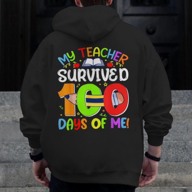 My Teacher Survived 100 Days Of Me 100 Days Of School Men Zip Up Hoodie Back Print, funny design My Teacher Survived 100 Days Of Me 100 Days Of School Men Zip Up Hoodie Back Print, funny design