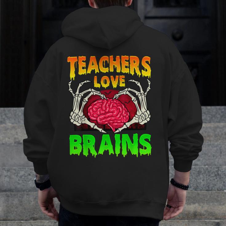 Teacher Teachers Love Brains Skeleton Hand Heart Halloween Men Zip Up Hoodie Back Print, funny design Teacher Teachers Love Brains Skeleton Hand Heart Halloween Men Zip Up Hoodie Back Print, funny design