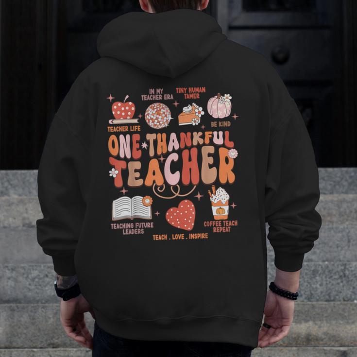 Teacher Thanksgiving Shirt Women One Thankful Teacher Fall Men Zip Up Hoodie Back Print, funny design