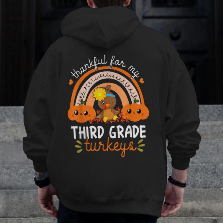 Teacher Thanksgiving Thankful For My Third Grade Turkeys Men Zip Up Hoodie Back Print, funny design Teacher Thanksgiving Thankful For My Third Grade Turkeys Men Zip Up Hoodie Back Print, funny design