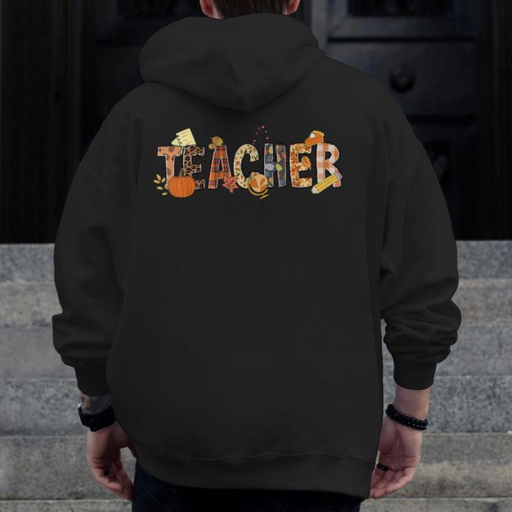 Teacher Thanksgiving Women Autumn Fall Halloween Pumpkin Tee Men Zip Up Hoodie Back Print, funny design Teacher Thanksgiving Women Autumn Fall Halloween Pumpkin Tee Men Zip Up Hoodie Back Print, funny design