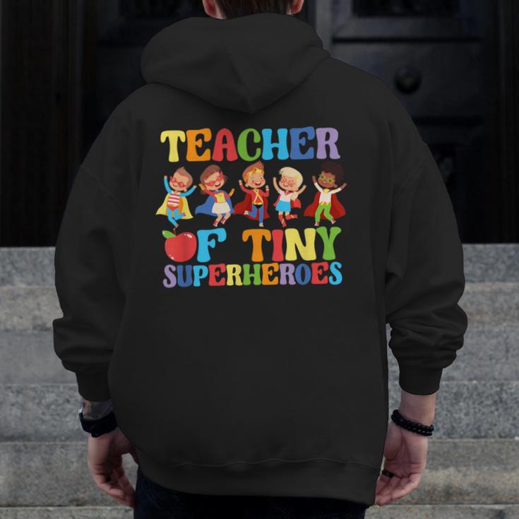 Teacher Of Tiny Superheroes Teach 100th Day Of School Men Zip Up Hoodie Back Print, funny design Teacher Of Tiny Superheroes Teach 100th Day Of School Men Zip Up Hoodie Back Print, funny design
