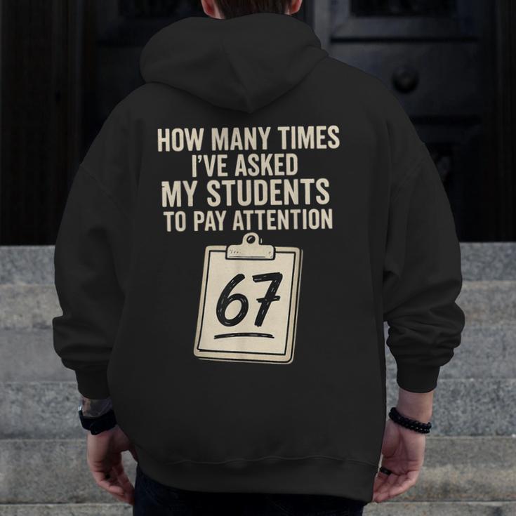 Teachers 67 Meme Men Zip Up Hoodie Back Print, funny design