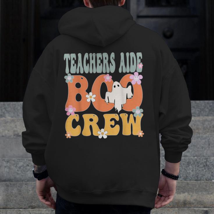 Teachers Aide Boo Crew Ghost Groovy Halloween For Women Men Zip Up Hoodie Back Print, funny design Teachers Aide Boo Crew Ghost Groovy Halloween For Women Men Zip Up Hoodie Back Print, funny design