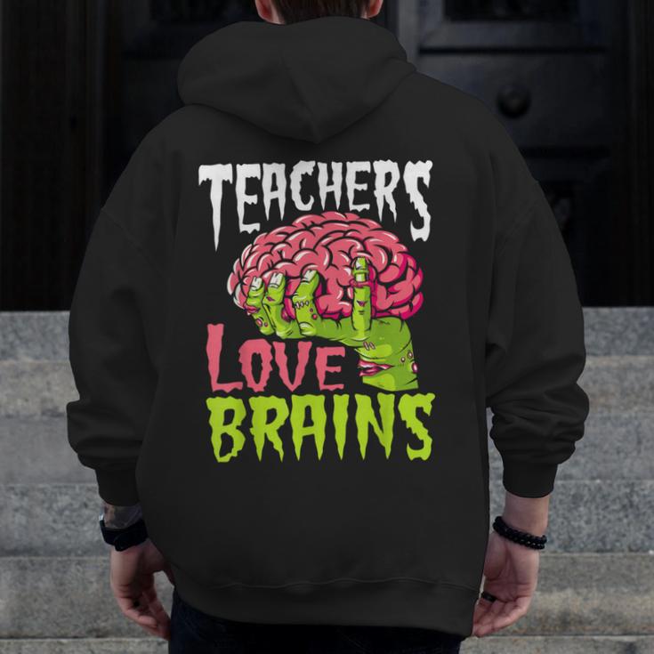 Teachers Love Brains Zombie Teacher Halloween Zombies Men Zip Up Hoodie Back Print, funny design Teachers Love Brains Zombie Teacher Halloween Zombies Men Zip Up Hoodie Back Print, funny design