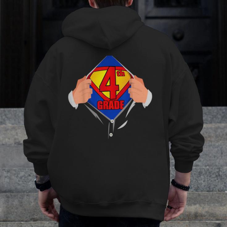 Teachers Are Superheroes 4th Grade Super Teacher Staff Men Women Men Zip Up Hoodie Back Print, Super Teacher Gifts, 4th Grade Teacher Gifts, funny design