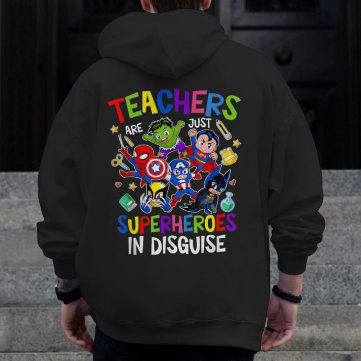 Teachers Are Superheroes Back To School Men Zip Up Hoodie Back Print, funny design