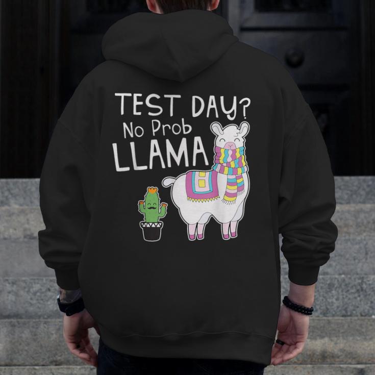 Teachers Testing Day Test Day No Prob Llama Teacher Men Zip Up Hoodie Back Print, funny design Teachers Testing Day Test Day No Prob Llama Teacher Men Zip Up Hoodie Back Print, funny design