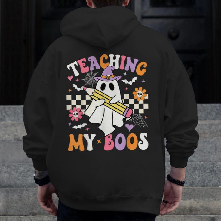 Teaching My Boos Ghost Teacher Cute Groovy Halloween Teacher Men Zip Up Hoodie Back Print, Groovy Teacher Gifts, funny design Teaching My Boos Ghost Teacher Cute Groovy Halloween Teacher Men Zip Up Hoodie Back Print, Groovy Teacher Gifts, funny design