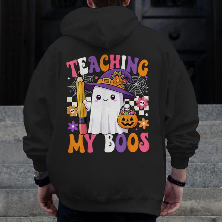 Teaching My Boos Ghost Teacher Cute Pencil Halloween Teacher Men Zip Up Hoodie Back Print, funny design Teaching My Boos Ghost Teacher Cute Pencil Halloween Teacher Men Zip Up Hoodie Back Print, funny design